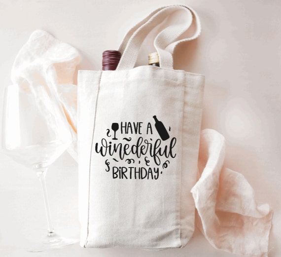 SAC CADEAU POUR BOUTEILLE BLANC ET OR JOYEUX ANNIVERSAIRE