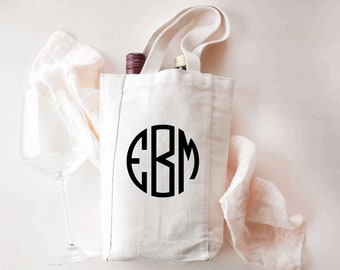 Personalized Wine Bottle tote, Double Wine Bag, Single Wine Tote, Wine Lover Gift, Custom Bottle Carrier Tote, Canvas Tote Bag with Divider