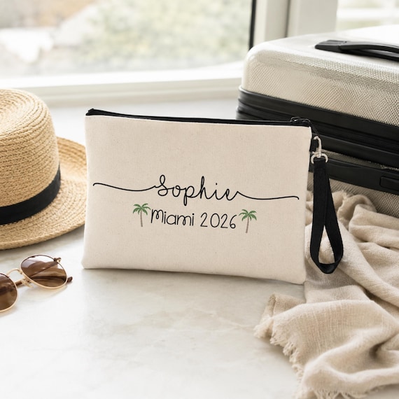 custom travel makeup bag Chenille Bag, Personalized Corduroy Name Toiletry It is more than a toiletry bag Personalized Beach Trip Makeup Bag: