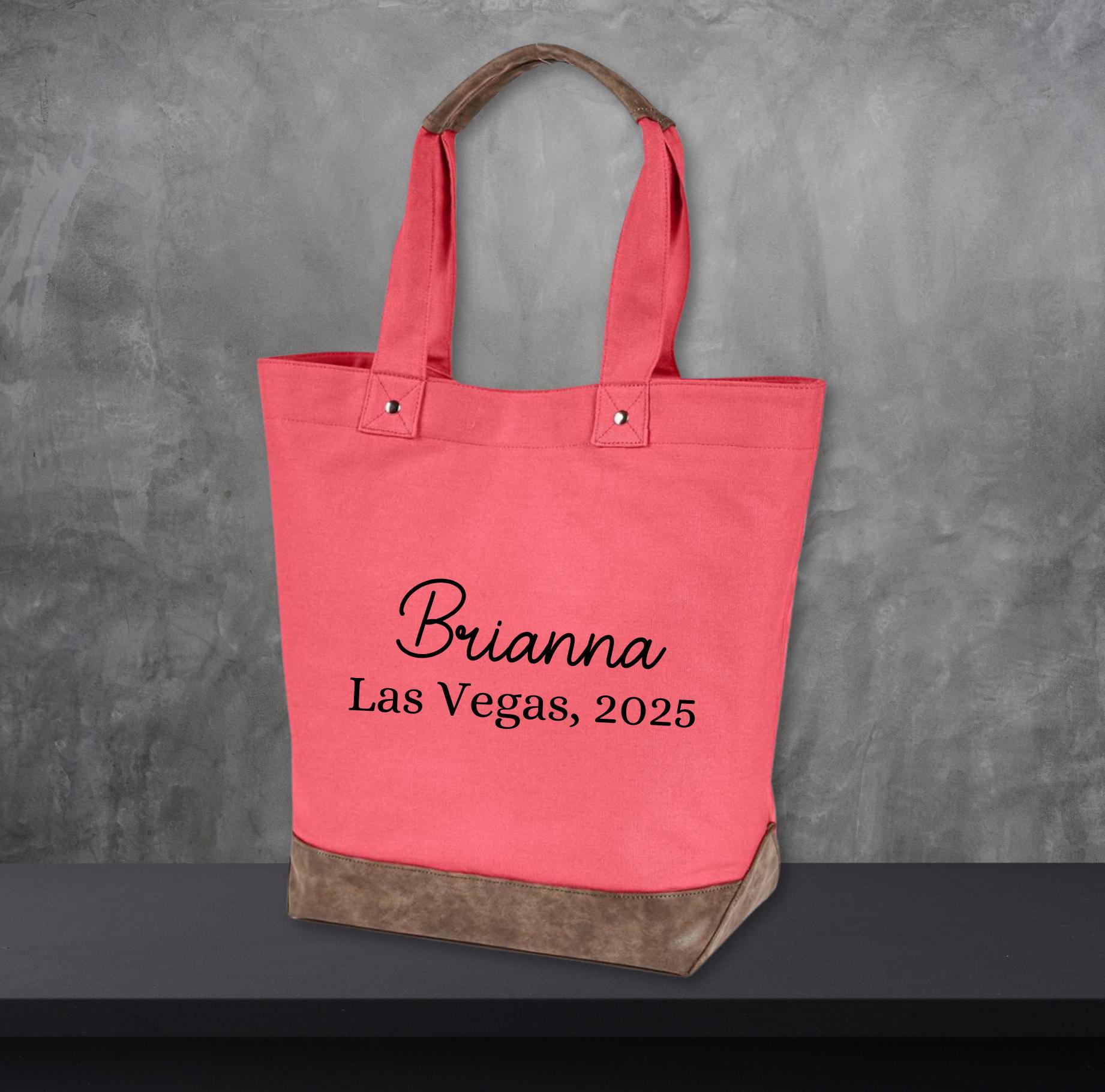 Personalized Canvas Tote Bag - Custom Travel, Bridesmaid, Girls Trip, Vacation, Weekend Tote