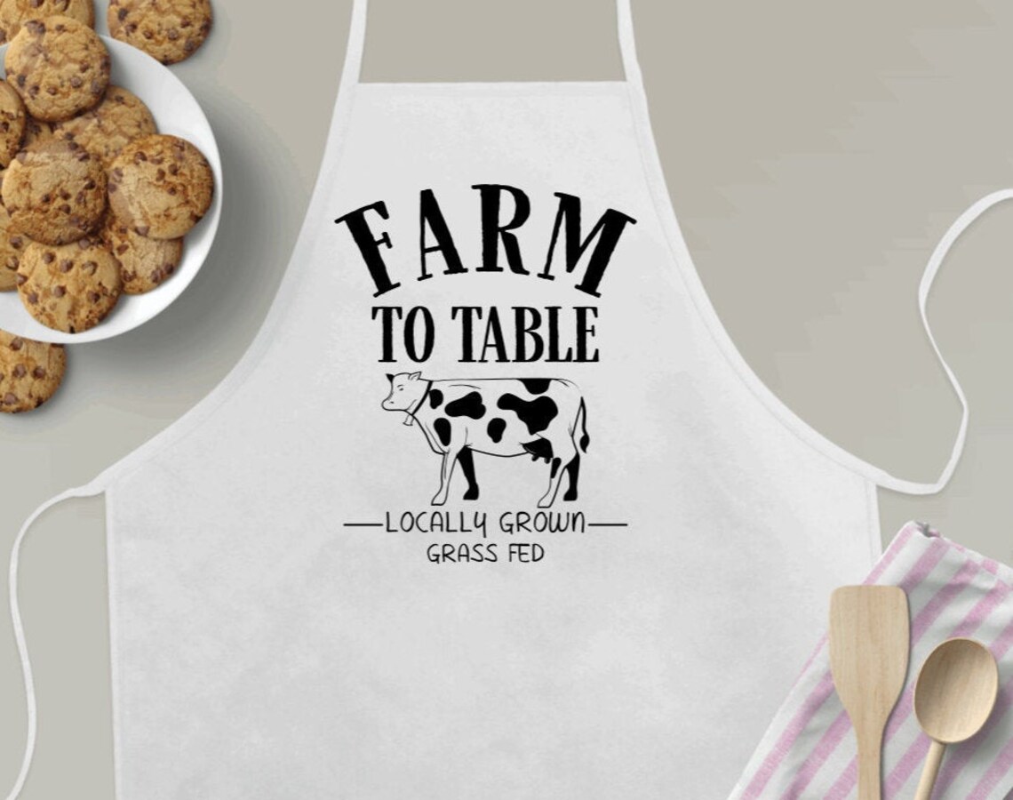 Farm to Table Cow Apron Farmhouse Aprons Aprons for Women Etsy