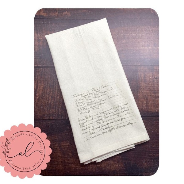 Custom Recipe Tea Towel, Family Heirloom Recipe Tea Towel, Handwritten Recipe, Family Recipe, Grandma's Recipe, Mother's Day Keepsake Towel
