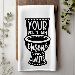 Porcelain Throne Funny Bathroom Hand Towel, Funny Guest Towel, Housewarming Gift, Funny Farmhouse Bathroom Decor