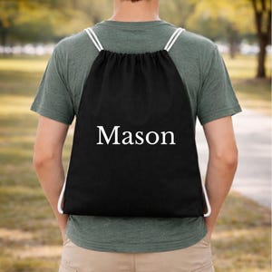 Personalized Kids Drawstring Backpack: Cotton PE Bag, Toy Sack