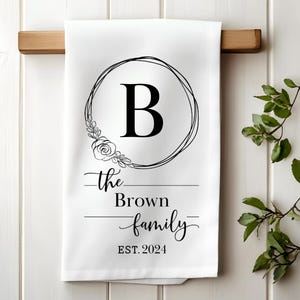 Personalized Family Name Tea Towel: Custom Flour Sack Towel