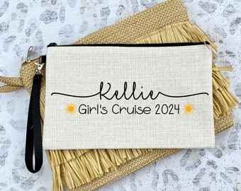 Gepersonaliseerde cruisetas, make-uptas voor meisjesreis, make-uptas voor meisjesweekend, cruisereistas, make-uptas, meisjesreistas, meisjesreiscadeau