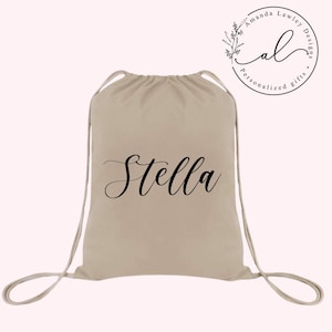 Custom Drawstring Backpack, Personalized Name Bag for Girl, Backpack for Woman, Name Monogram String Bag