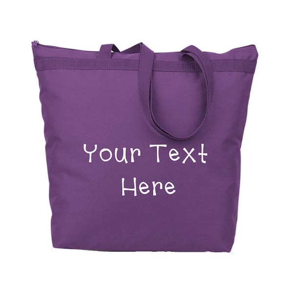 Design Your Own Large Zipper Personalized Tote Bag, Monogrammed Shoulder Bag, Custom Design Your Own Tote Bag, Personalized Business Bag