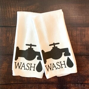 Wash Antique Faucet Bathroom Towel, Farmhouse Bathroom Hand Towel, Guest Bathroom, Housewarming Gift, Vintage Style Bathroom, Bathroom Decor
