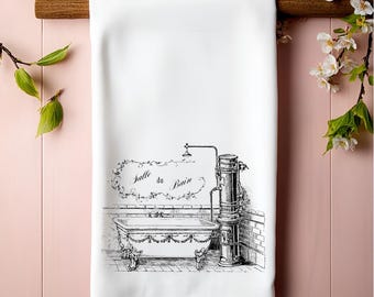 Vintage Bathtub Cotton Hand Towel: Bathroom Decor