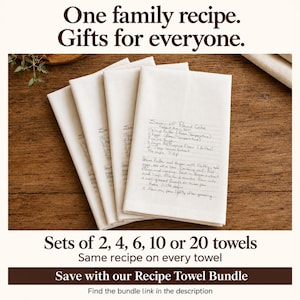 May include: A set of off-white rectangular kitchen towels featuring a handwritten Seven-Up Pound Cake recipe printed in black ink. The text includes ingredients like butter, eggs, sugar, flour, lemon extract, and 7-Up, along with baking instructions.