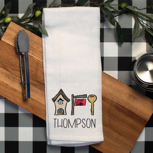 Personalized New Homeowner Cotton Tea Towel: Real Estate Gift