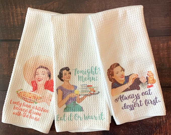 Funny Kitchen Tea Towel Set Funny Kitchen Tea Towels Etsy