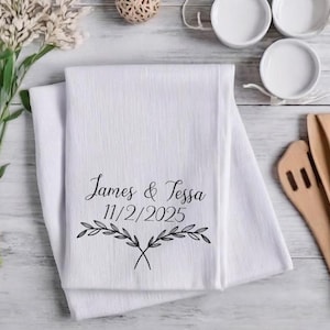 Torchon de cuisine prénom personnalisé, torchon prénom personnalisé, cadeau de shower de mariage, cadeau de pendaison de crémaillère, cadeau de mariage