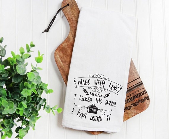 Made With Love Funny Tea Towel Gift for Baker Flour Sack Towel Kitchen Towel Baker Kitchen Towel Farmhouse Kitchen Housewarming Gift Etsy Ireland