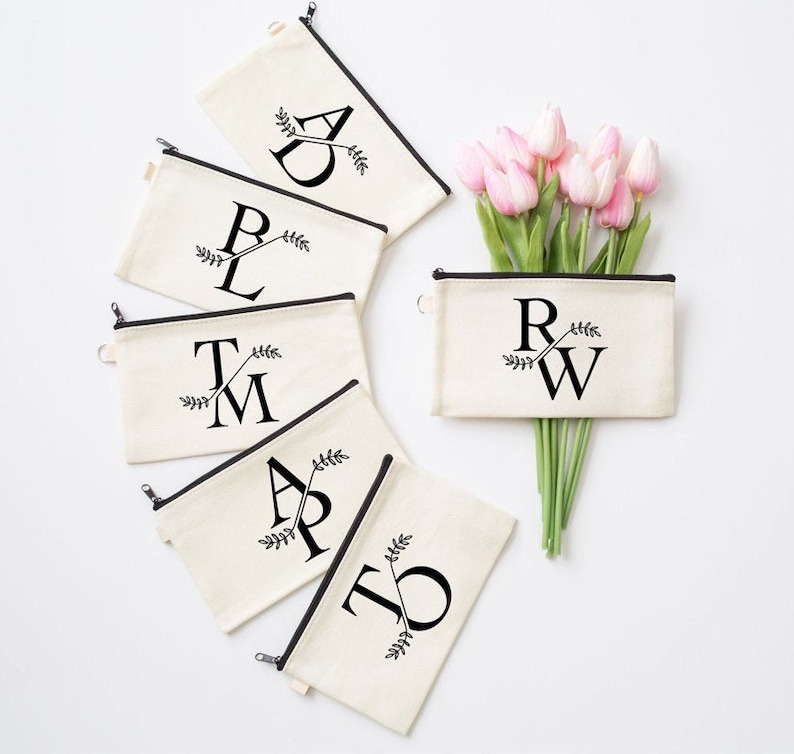 Initial Makeup Bag Personalized Toiletry Bag Bridesmaid Etsy