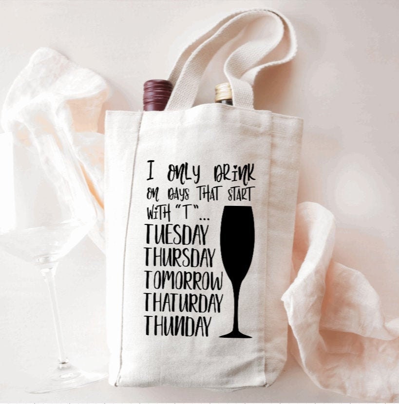 Funny Wine Drinker Two Bottle Wine Bag Canvas Wine Tote Wine Mom Gift Best Friend Wine Gift Wine Lover Gift Girls Night Favor Etsy Norway