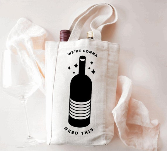 Funny Wine Bottle Tote Gift Double and Single Wedding Gift Wine Lover Gift Custom Bottle Carrier Tote Canvas Tote Bag With Divider Etsy
