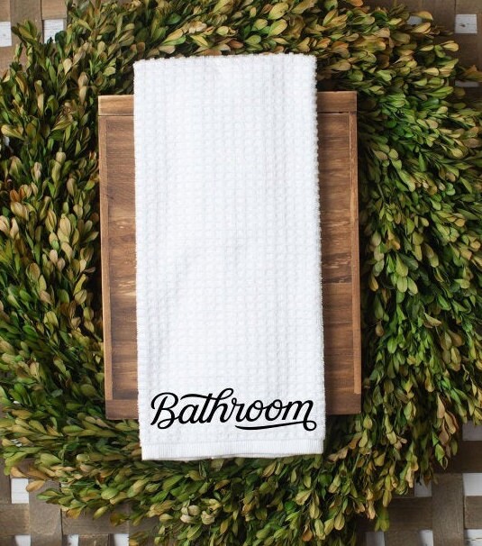 Script Bathroom Hand Towel Bathroom Hand Towel Guest Towel Etsy