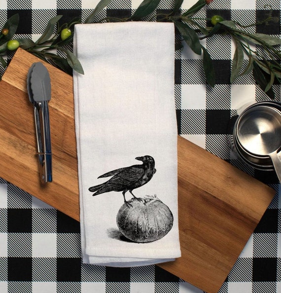 Decor Flour Kitchen Towels Crow Black Halloween Cleaning Supplies Dish  Towels