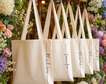Personalized Bridesmaid Tote Bag, Wedding Day Gift, Custom Name Canvas Tote