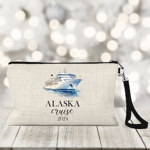 Custom Alaska Cruise Makeup Bag, Personalized Travel Cosmetic Pouch, Personalized Toiletry Organizer, Gift for Her