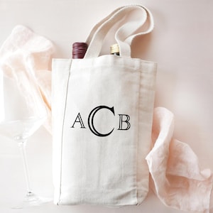Personalized Wine Tote Bag, Custom Wine Carrier, Initials Wine Bag, Wine Gift Bag, Monogram Wine Tote, Gift for Wine Lovers