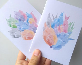 Watercolour Style Floral Card Pack of 4