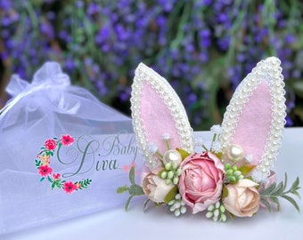 Easter Headband, Bunny Ears Headband, Easter Photo Session,Rabbit Ears,Easter Baby Gift,Easter Photography Props, Birthday Hair Accessories
