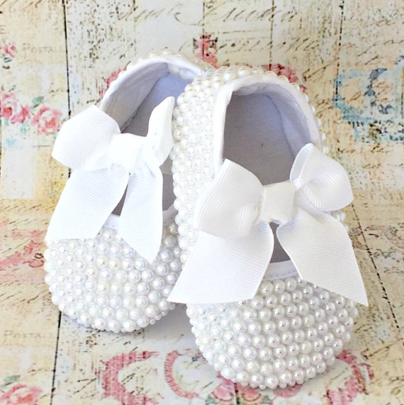 white christening shoes