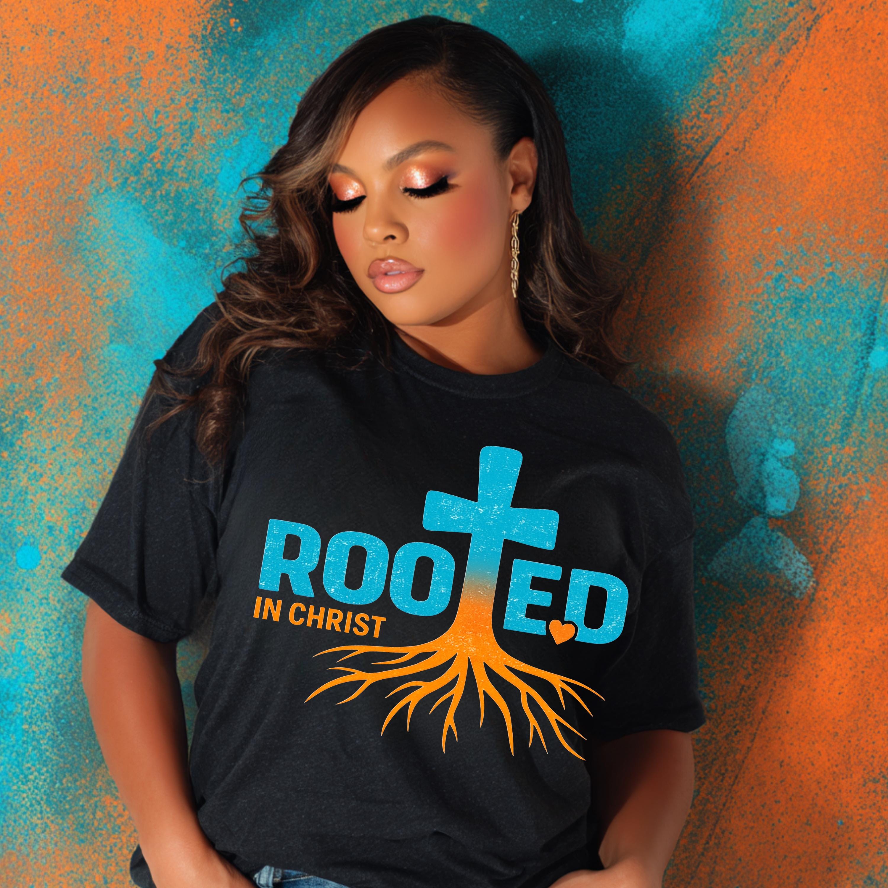 Rooted in Christ PNG, Christian Cross Roots Design, Faith Shirt Graphic ...