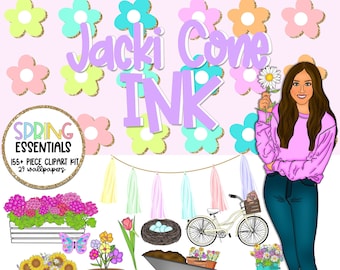 150 + Piece Spring Clipart Kit PLUS 29 Exclusive Wallpapers