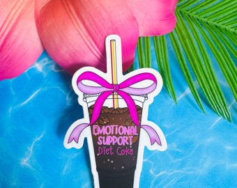 Emotional Support Diet Coke Sticker | Matte + Holographic Sticker | Funny Soda Sticker | Waterproof Laptop Sticker | Diet Coke Lover Gift