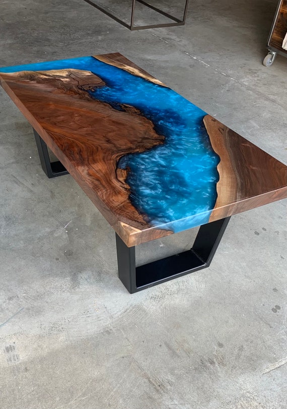 Black Walnut Multi blue Epoxy Resin Coffee Table Etsy