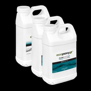May include: Three white plastic jugs of ecopoxy flowcast kit resin, labeled "ecopoxy Flowcast Kit Trousse de Castflow Resin Part A"