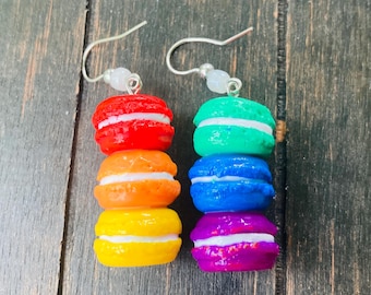 Rainbow macaron earrings