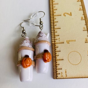 Pumpkin spice latte earrings. PSL barista gift. Fall earrings. Coffee gift.