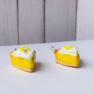 Lemon pie dangle earrings.  Dessert earrings. Baker or server jewelry.