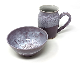 Breakfast Set - Matching Purple Bowl and Mug