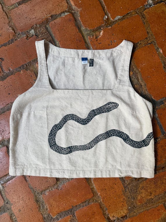 Linocut printed Black Rat Snake Linen blend shirt