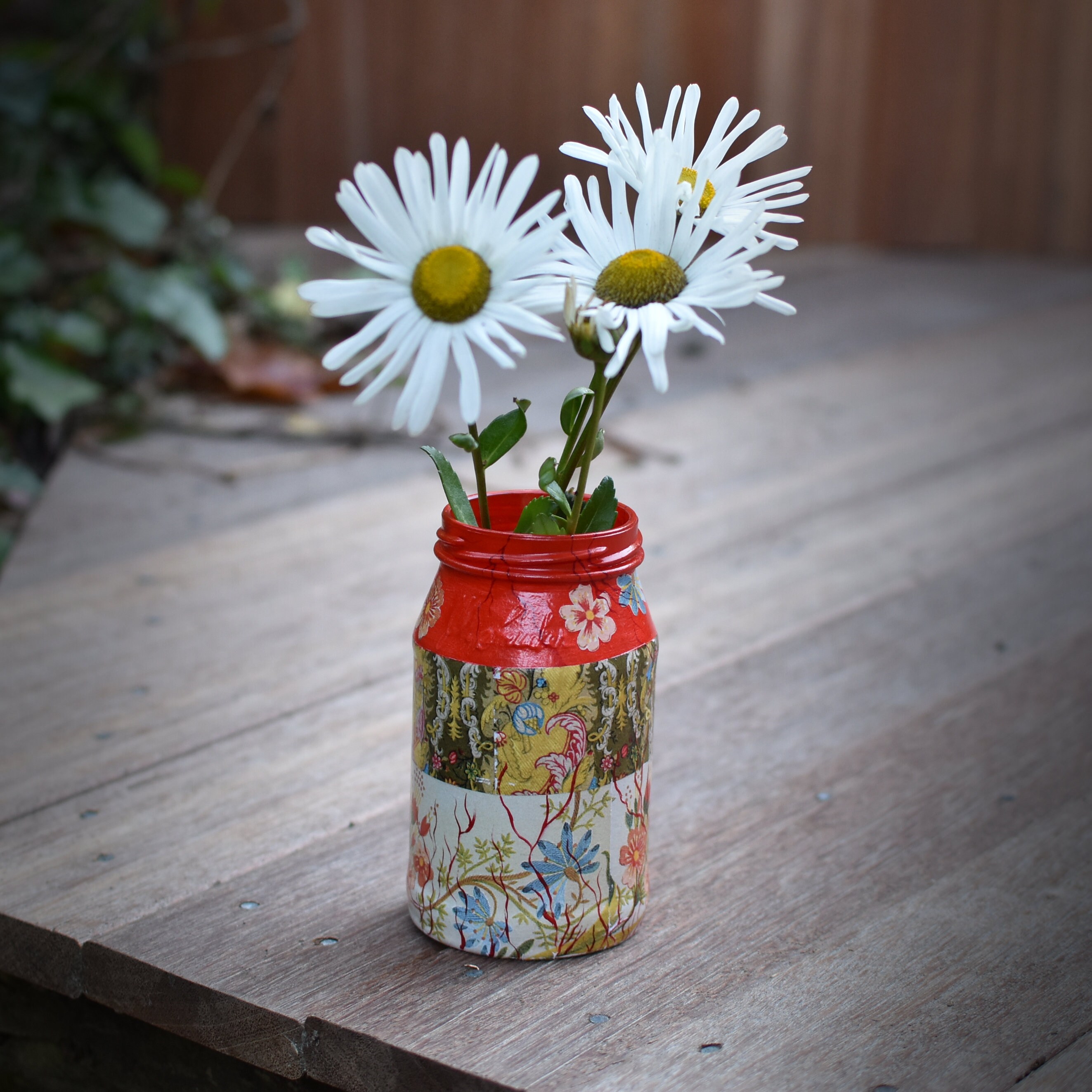16 oz. Mason Jar Vase decorated with decoupage and hand Etsy