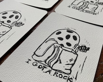 Halloween postcard, “I got a rock”