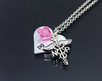 DOCAZON | Medical Title Initial Charm Necklace for Nurse Practitioner Physician Assistant Dental Physical Therapist