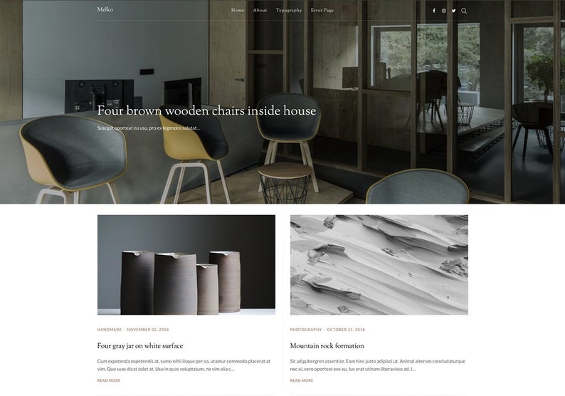 Responsive Minimalist Premade Blogger Template Magazine Blogger Theme Minimalist Blog Theme Melko