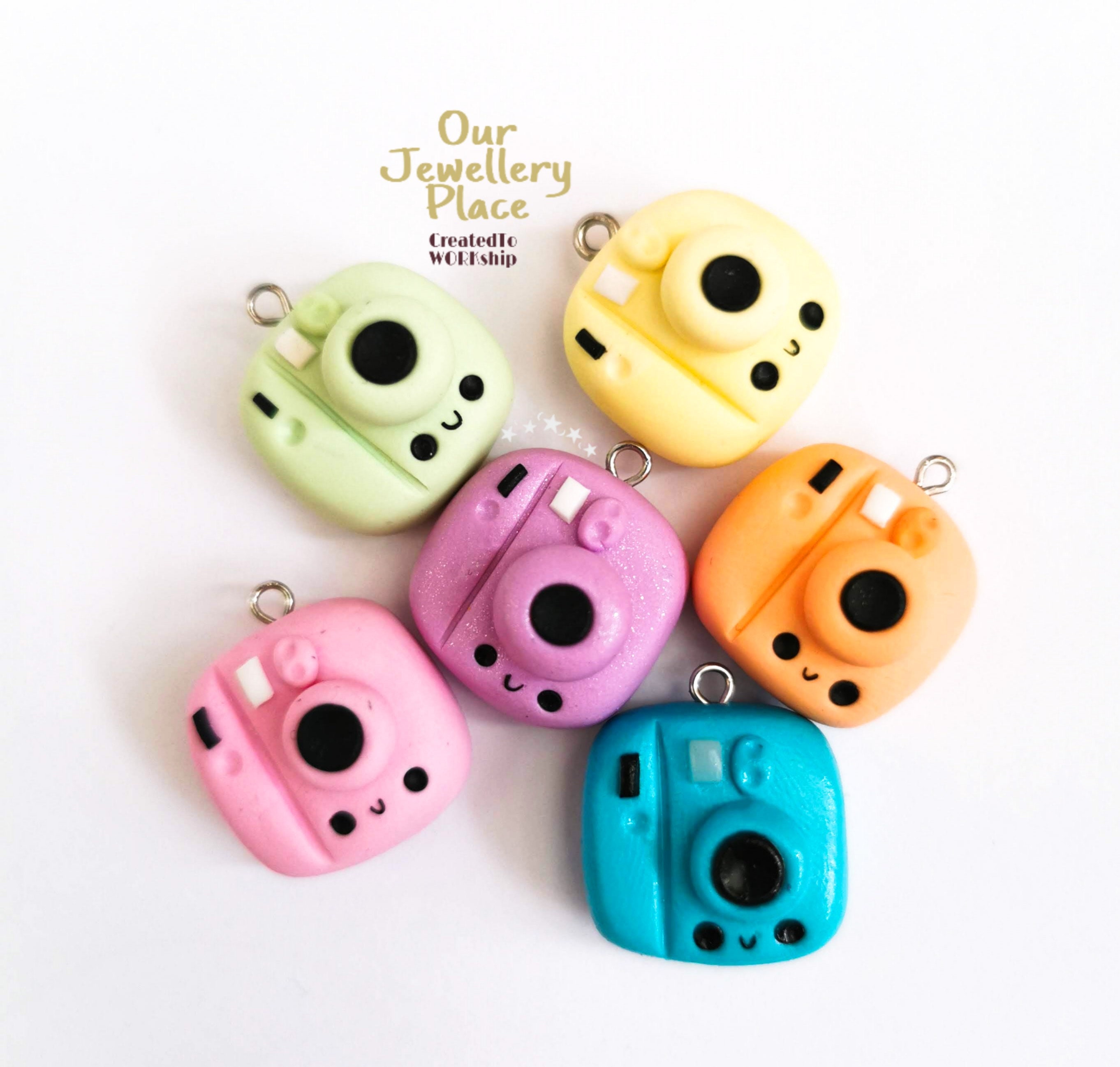 Polymer Clay Instax Cameras, Kawaii Camera Charms, Six Kawaii Mini