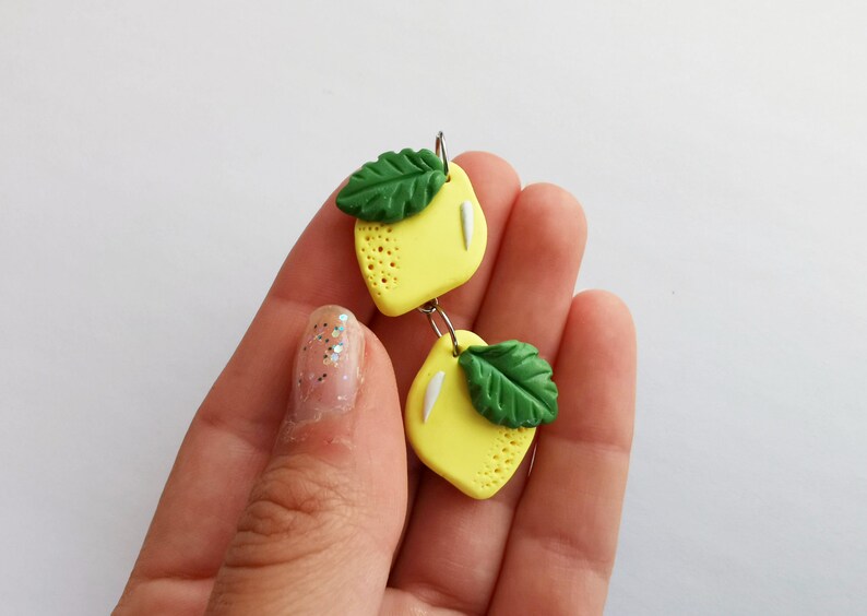 Polymer clay lemon earrings dangle & drop lemon earrings Etsy