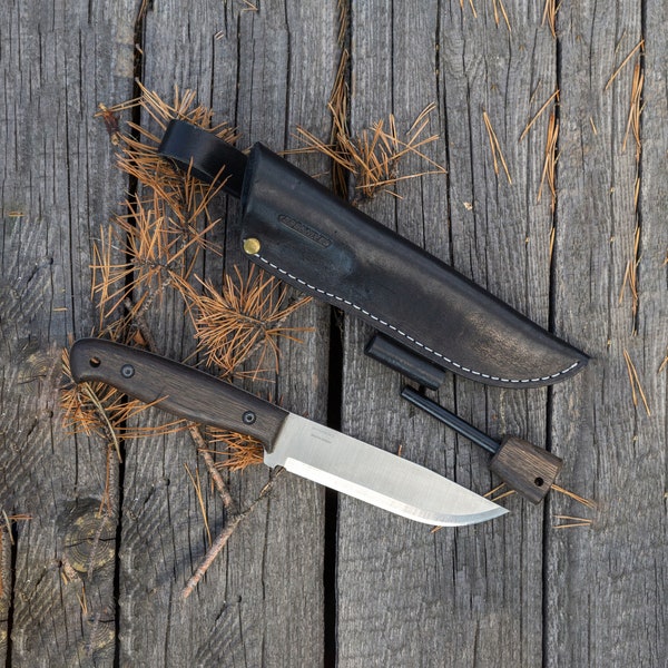 NOWOŚĆ Nóż Bushcraft Nóż Full Tang Nóż ze stali nierdzewnej Scandi Grind & Leather Pochwa z Fire Starter Noże BPS Adventurer NIGHTHAWK