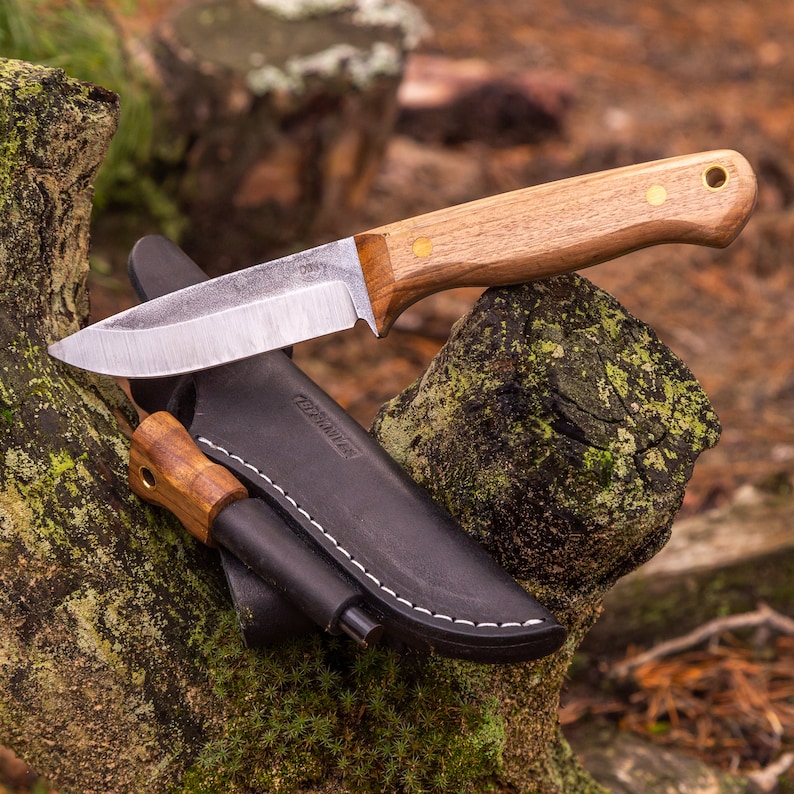 BPS Knives Bushmate Designed by DBK Bushcraft Knife Fixed-Blade Carbon Steel Knife with Leather Sheath and Firestarter Full Tang Knife image 1