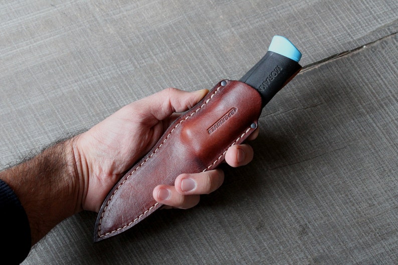 Leather knife sheath, knife case for Mora Companion, knife belt case, leather belt holster, fixed blade knife, leather man sheath image 5