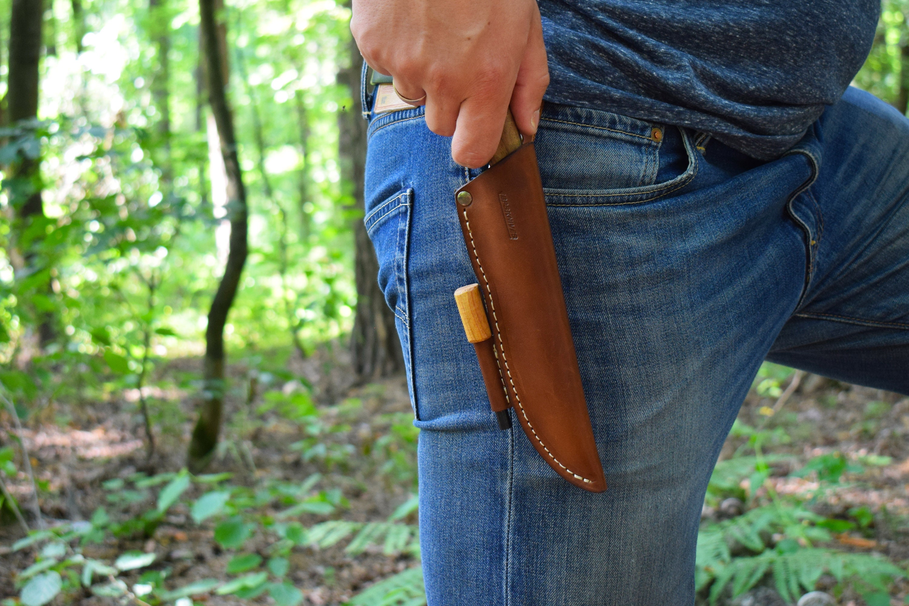 BPS Knives Leather Sheath With Ferro Rods for Fixed Blade Etsy